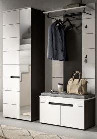 Garderobe Set 3-teilig Cooper in weiß und grau 160 cm, Soft-Close Garderobe Set 3-teilig Cooper in weiß und grau 160 cm, Soft-Close