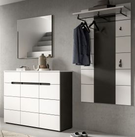 Garderobe Set 3-teilig Cooper in weiß und grau 215 cm, Soft-Close Garderobe Set 3-teilig Cooper in weiß und grau 215 cm, Soft-Close