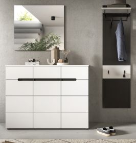 Garderobe Set 3-teilig Cooper in weiß und grau 180 cm, Soft-Close Garderobe Set 3-teilig Cooper in weiß und grau 180 cm, Soft-Close