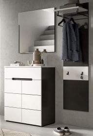 Garderobe Set 3-teilig Cooper in weiß und grau 140 cm, Soft-Close Garderobe Set 3-teilig Cooper in weiß und grau 140 cm, Soft-Close