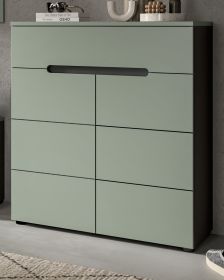 Schuhkommode Cooper in Salbei und Basalt Grau Flurkommode 80 x 94 cm, Soft-Close