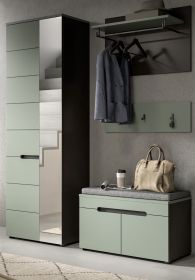 Garderobe Set 4-teilig Cooper in Salbei Grün und Basalt Grau 160 cm, Soft-Close Garderobe Set 4-teilig Cooper in Salbei Grün und Basalt Grau 160 cm, Soft-Close