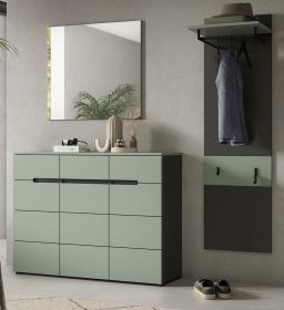 Garderobe Set 3-teilig Cooper in salbei und grau 180 cm, Soft-Close Garderobe Set 3-teilig Cooper in salbei und grau 180 cm, Soft-Close