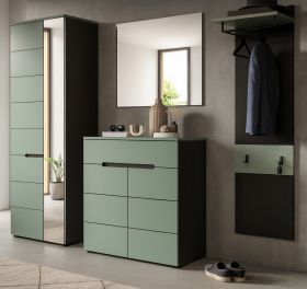 Garderobe Set 4-teilig Cooper in Salbei und Grau 220 cm, Soft-Close Garderobe Set 4-teilig Cooper in Salbei und Grau 220 cm, Soft-Close