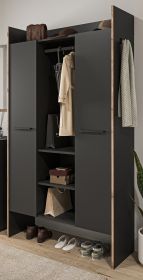 Garderobe Salud in grau und Nox Eiche Kompaktgarderobe 105 x 189 cm Garderobe Salud in grau und Nox Eiche Kompaktgarderobe 105 x 189 cm