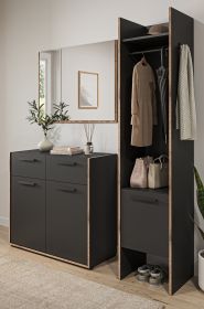 Garderobe Set 3-teilig Salud in grau und Nox Eiche Garderobenkombination 152 x 189 cm Garderobe Set 3-teilig Salud in grau und Nox Eiche Garderobenkombination 152 x 189 cm