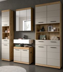 Badmöbel Set 4-teilig Shawn in Sand Kashmir und Evoke Eiche Badkombination 200 x 191 cm Badmöbel Set 4-teilig Shawn in Sand Kashmir und Evoke Eiche Badkombination 200 x 191 cm