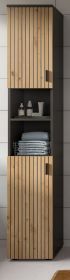 Badezimmer Hochschrank Livia in Artisan Eiche und grau Badschrank 30 x 192 cm