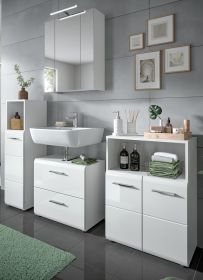 Badmöbel Set 4-teilig Cover in weiß Hochglanz Badkombination 180 x 185 cm Badmöbel Set 4-teilig Cover in weiß Hochglanz Badkombination 180 x 185 cm