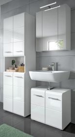 Badmöbel Set 3-teilig Cover in weiß Hochglanz Badkombination 135 x 185 cm Badmöbel Set 3-teilig Cover in weiß Hochglanz Badkombination 135 x 185 cm