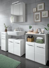 Badmöbel Set 4-teilig Cover in weiß Hochglanz Badkombination 180 x 185 cm Badmöbel Set 4-teilig Cover in weiß Hochglanz Badkombination 180 x 185 cm