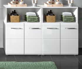 Badezimmer Kommode Set Cover in wei Hochglanz 2x Badkommode 120 x 80 cm