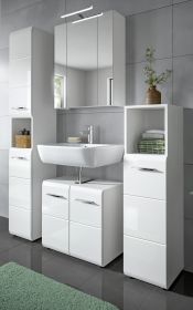 Badmöbel Set 4-teilig Cover in weiß Hochglanz Badkombination 150 x 185 cm Badmöbel Set 4-teilig Cover in weiß Hochglanz Badkombination 150 x 185 cm