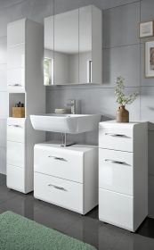 Badmöbel Set 4-teilig Cover in weiß Hochglanz Badkombination 150 x 185 cm Badmöbel Set 4-teilig Cover in weiß Hochglanz Badkombination 150 x 185 cm
