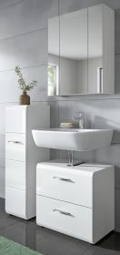 Badmöbel Set 3-teilig Cover in weiß Hochglanz Badkombination 105 x 185 cm Badmöbel Set 3-teilig Cover in weiß Hochglanz Badkombination 105 x 185 cm