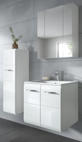 Badmöbel Set 3-teilig Cover in weiß Hochglanz Badkombination 105 x 185 cm Badmöbel Set 3-teilig Cover in weiß Hochglanz Badkombination 105 x 185 cm