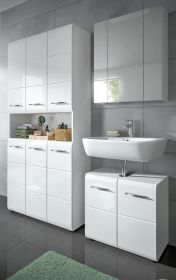 Badmöbel Set 3-teilig Cover in weiß Hochglanz Badkombination 165 x 185 cm Badmöbel Set 3-teilig Cover in weiß Hochglanz Badkombination 165 x 185 cm