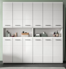 Badezimmer Hochschrank Set Cover in weiß Hochglanz 2x Mehrzweckschrank 180 x 185 cm Badezimmer Hochschrank Set Cover in weiß Hochglanz 2x Mehrzweckschrank 180 x 185 cm