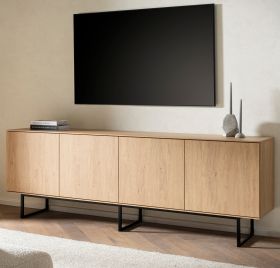 TV-Lowboard Breda in Stone Eiche 200 x 70 cm, mit Push-to-Open und Komforthhe