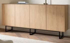 Sideboard Breda in Stone Eiche Kommode 200 x 90 cm, mit Push-to-Open