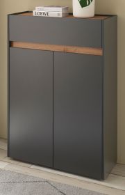 Schuhschrank Center in grau matt und Wotan Eiche Flurkommode 85 x 122 cm Schuhschrank Center in grau matt und Wotan Eiche Flurkommode 85 x 122 cm