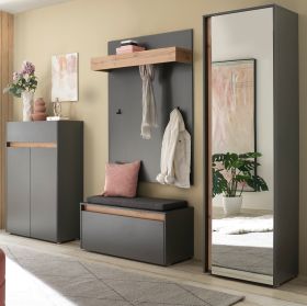 Garderobe Set 5-teilig Center in grau matt und Wotan Eiche Garderobenkombination 265 x 200 cm Garderobe Set 5-teilig Center in grau matt und Wotan Eiche Garderobenkombination 265 x 200 cm
