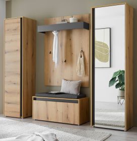 Garderobe Set 5-teilig Center in Evoke Eiche und grau Garderobenkombination 230 x 200 cm
