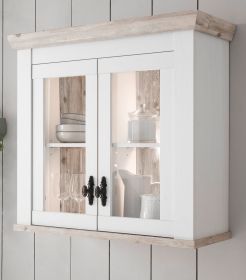 Kche Hngeschrank Rovola in wei Pinie Landhaus Kchenschrank hngend 92 x 85 cm, Soft-Close