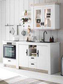 Kche Rovola in wei Pinie Landhaus Kchenschrank Set 4-teilig 191 x 200 cm