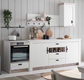 Kche Rovola in wei Pinie Landhaus Kchenschrank Set 4-teilig 264 x 200 cm