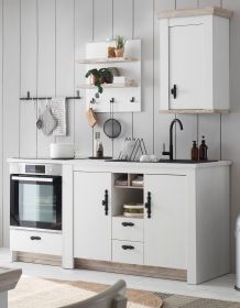 Kche Rovola in wei Pinie Landhaus Kchenschrank Set 4-teilig 191 x 200 cm