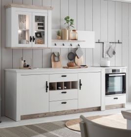Kche Rovola in wei Pinie Landhaus Kchenschrank Set 4-teilig 264 x 200 cm