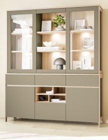 Buffet Finnes in Salbei und Eiche Vitrinenschrank skandinavisch 164 x 195 cm, Soft-Close