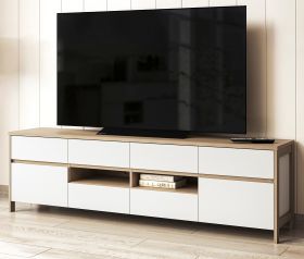 TV-Lowboard Finnes in wei und Eiche TV Unterteil skandinavisch 193 cm, Soft-Close