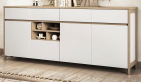 Sideboard Finnes in wei und Eiche Kommode skandinavisch 193 cm, Soft-Close