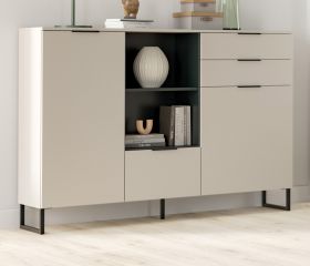 Highboard Morena in kaschmir und schwarz Kommode 150 x 112 cm, Soft-Close Highboard Morena in kaschmir und schwarz Kommode 150 x 112 cm, Soft-Close