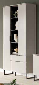 Stauraumschrank Morena in kaschmir und schwarz Mehrzweckschrank 90 x 192 cm, Soft-Close Stauraumschrank Morena in kaschmir und schwarz Mehrzweckschrank 90 x 192 cm, Soft-Close