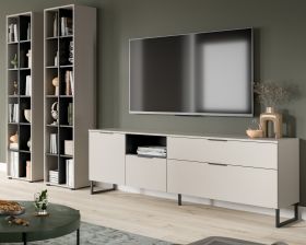 Wohnwand Morena in kaschmir und schwarz Wohnkombination 305 cm, Soft-Close Wohnwand Morena in kaschmir und schwarz Wohnkombination 305 cm, Soft-Close