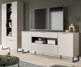 Wohnwand Morena in kaschmir und schwarz Wohnkombination 290 cm, Soft-Close Wohnwand Morena in kaschmir und schwarz Wohnkombination 290 cm, Soft-Close