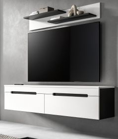 Wohnkombination Cooper in weiß und grau TV-Lowboard hängend / stehend und Wandboard 170 cm Wohnkombination Cooper in weiß und grau TV-Lowboard hängend / stehend und Wandboard 170 cm