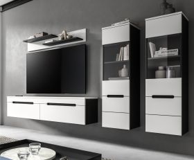 Wohnwand Cooper in weiß und grau Wohnkombination 4-teilig hängend / stehend 272 cm Wohnwand Cooper in weiß und grau Wohnkombination 4-teilig hängend / stehend 272 cm