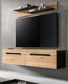 Wohnkombination Cooper in Artisan Eiche und grau, Set Lowboard 170 cm und Wandboard Wohnkombination Cooper in Artisan Eiche und grau, Set Lowboard 170 cm und Wandboard