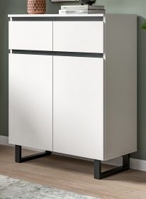 Kommode Gelia in weiß und schwarz Highboard 80 x 99 cm, Soft-Close Kommode Gelia in weiß und schwarz Highboard 80 x 99 cm, Soft-Close