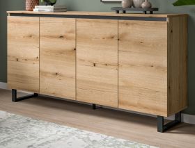 Sideboard Gelia in Evoke Eiche und schwarz Kommode 160 x 84 cm, Soft-Close Sideboard Gelia in Evoke Eiche und schwarz Kommode 160 x 84 cm, Soft-Close