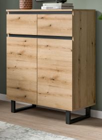 Kommode Gelia in Evoke Eiche und schwarz Highboard 80 x 99 cm, Soft-Close Kommode Gelia in Evoke Eiche und schwarz Highboard 80 x 99 cm, Soft-Close