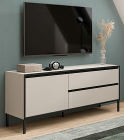 TV-Lowboard Torello in kaschmir und schwarz TV Unterteil mit Komforthhe 150 x 62 cm