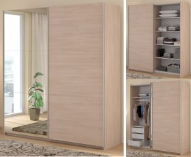 Kleiderschrank Swing in Jackson Eiche Schiebetürenschrank 2-türig mit Spiegel 178 x 203 cm, Soft-Close Kleiderschrank Swing in Jackson Eiche Schiebetürenschrank 2-türig mit Spiegel 178 x 203 cm, Soft-Close