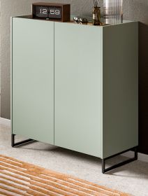 Schuhschrank Borga in Salbei und Artisan Eiche Flur Kommode 90 x 97 cm, Soft-Close