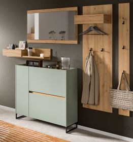 Garderobe Set 5-teilig Borga in Salbei und Artisan Eiche 236 x 192 cm, Soft-Close Garderobe Set 5-teilig Borga in Salbei und Artisan Eiche 236 x 192 cm, Soft-Close