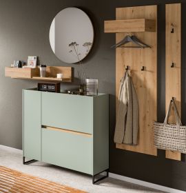 Garderobe Set 5-teilig Borga in Salbei und Artisan Eiche 236 x 197 cm, Soft-Close Garderobe Set 5-teilig Borga in Salbei und Artisan Eiche 236 x 197 cm, Soft-Close